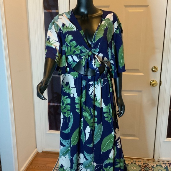 Shein WomenTropical print High Low Maxi Dress - Picture 1 of 7